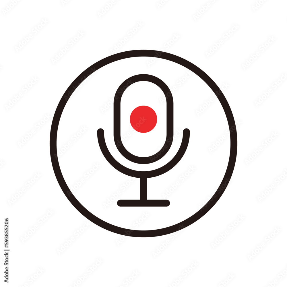 Poster microphone recording icon. voice recording button. vector.
