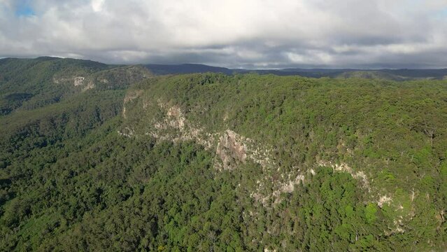 Aerial view over Lamington National Park looking South towards Binna Burra.