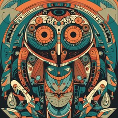native ritual mask, traditional tribal ornament, generative ai
