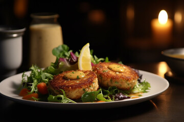 Baked crab cakes with a side of remoulade sauce