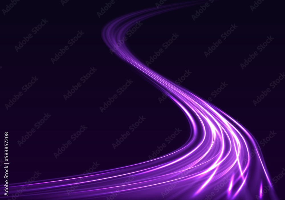 Poster glowing shiny spiral lines effect vector background. abstract neon color glowing lines background.