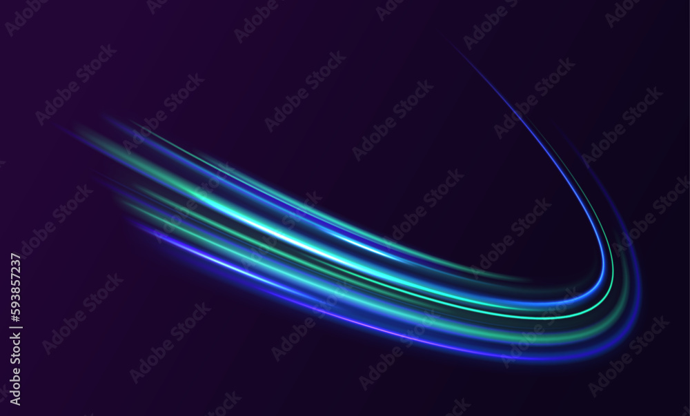 Aufkleber glowing shiny spiral lines effect vector background. abstract neon color glowing lines background.