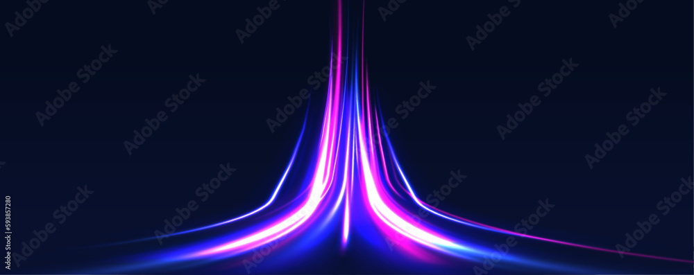 Poster dynamic composition of bright lines forming lights track of speed movement. movement sport pattern f
