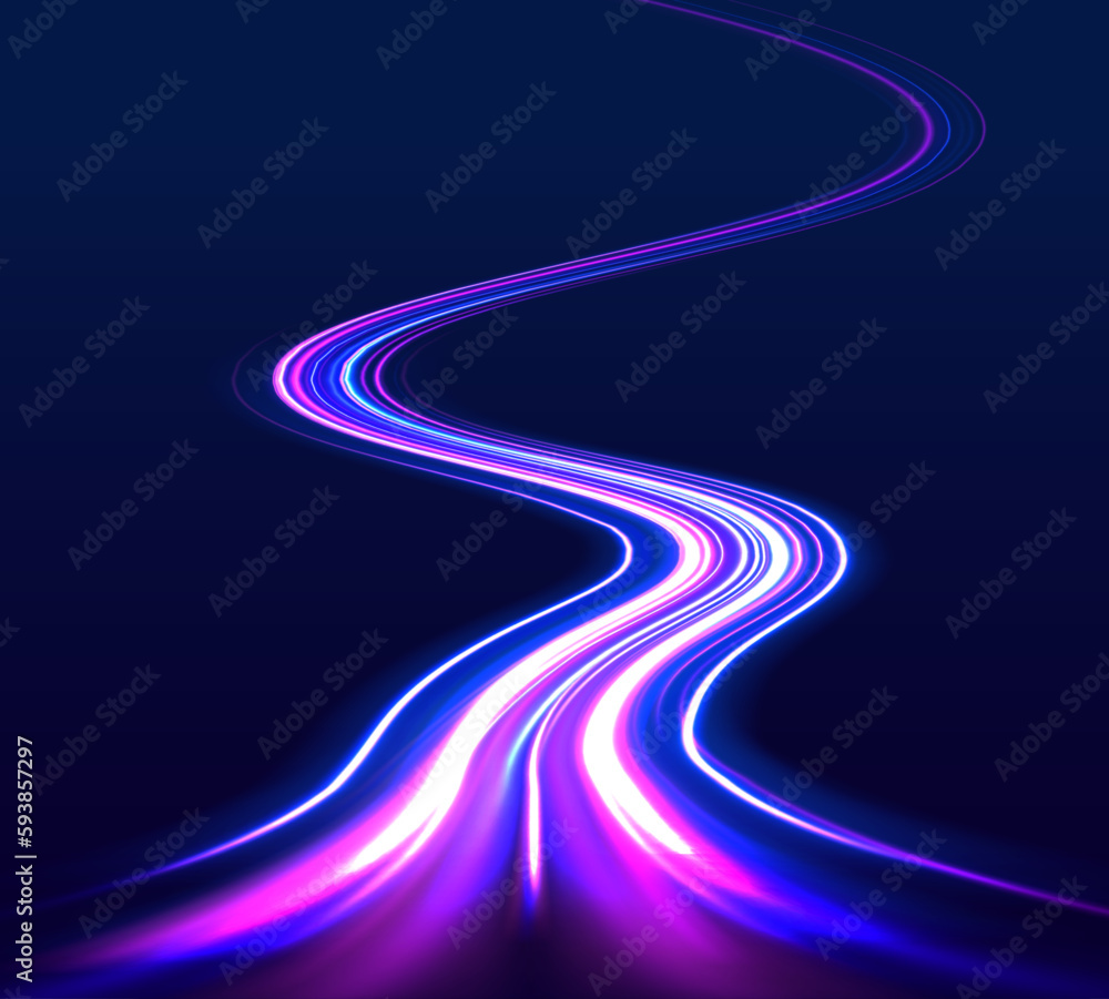 Poster dynamic composition of bright lines forming lights track of speed movement. movement sport pattern f