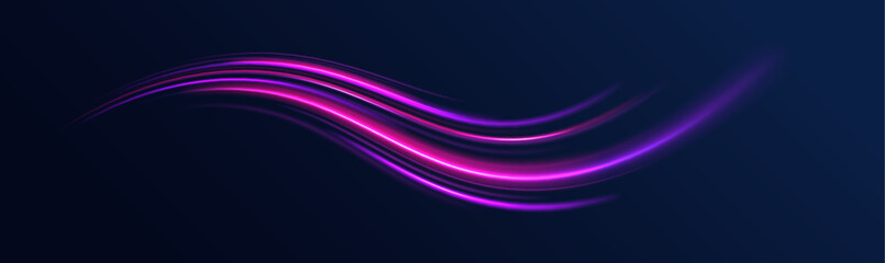 shiny spiral lines effect neon color glowing lines background, high-speed light trails effect. Futuristic dynamic motion technology.