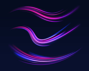 Glowing shiny spiral lines effect vector background. Abstract neon color glowing lines background.