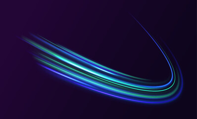 Glowing shiny spiral lines effect vector background. Abstract neon color glowing lines background.