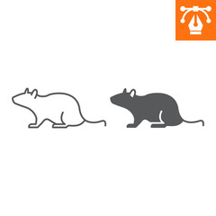 Rat line and solid icon, outline style icon for web site or mobile app, animals and rodent, mouse vector icon, simple vector illustration, vector graphics with editable strokes.