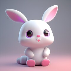 Obraz na płótnie Canvas Cute 3d bunny AI cartoon style