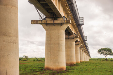 Scenic view of Nairobi Mombasa Standard Gauge Railway line seen from Nairobi National Park, Kenya