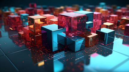 Abstract multicolor geometric shapes 3D illustration