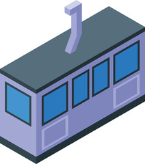 Ski lift icon isometric vector. Cable travel. Car skier snow