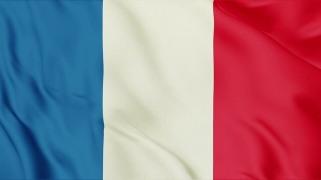 French flag waving in the wind. France flag video.