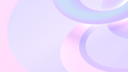 Abstract 3d shape render. Pastel gradient background. Minimal illustration in light blue, pink, purple. Soft backdrop for web banner, placard, poster, cover. Wallpaper with futuristic ring elements