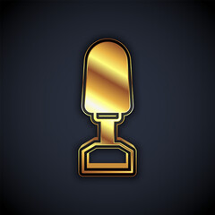 Gold Milling cutter for manicure icon isolated on black background. Apparatus for manicure. Manicure tools. Vector