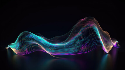 Abstract fluid iridescent holographic neon curved wave with Generative AI Technology