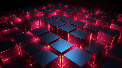 Obraz premium Abstract Laser Cube Background 3d render with Generative AI Technology