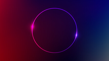 Neon circle frame with shining effects