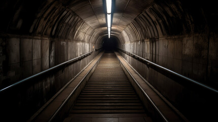 Fototapeta na wymiar empty stairs in underground tunnel with Generative AI Technology