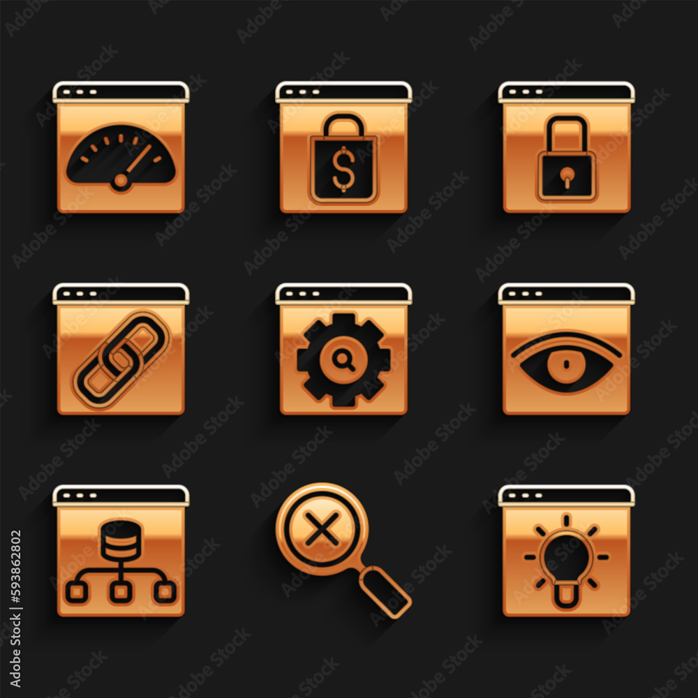 Poster set browser setting, magnifying glass and delete, window, incognito, server, data, secure your site 