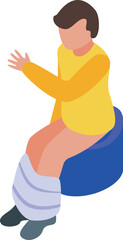 Playful kid on toilet icon isometric vector. Baby child. Training diaper
