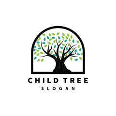 Obraz premium Tree Logo, Life Balance Education Vector, Luxurious Elegant Simple Tree Design, Playground Illustration Icon