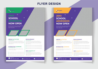 School admission flyer design template Kids back to school education poster design