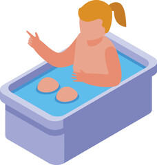 Bath girl icon isometric vector. Happy infant. Smile kid