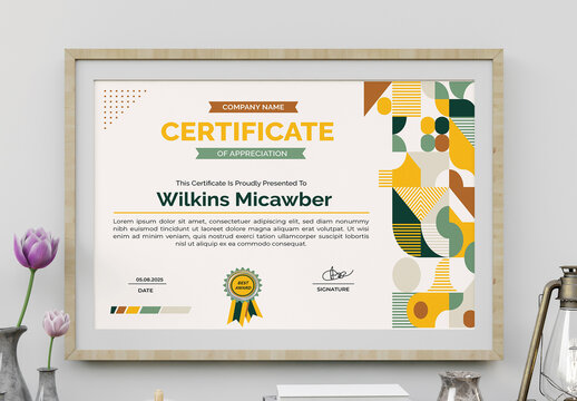 Geometric Certificate Design Layout