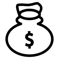 The Money Bag icon is a symbol for wealth, money management, and financial success, commonly used in finance or investment-related apps