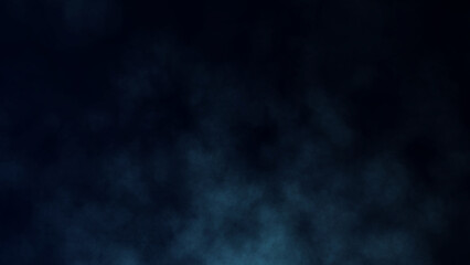 Blue smoke on dark background. Dynamic abstract fog. 3D rendering.