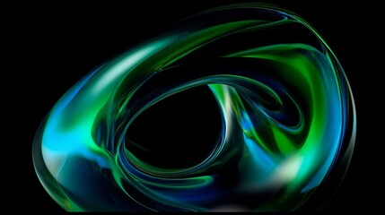 a black background with green and blue swirls. generative AI