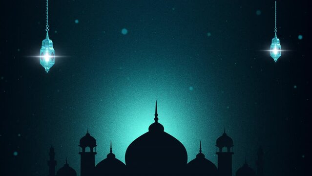 Animated mosque at night for background moslem greeting as Ramadhan, Hajj, Eid and common Islamic purposes