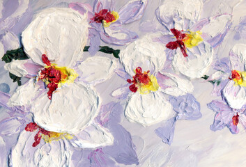 Fototapeta premium Orchid flowers. Oil painting picture