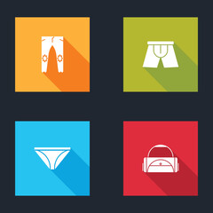 Set Pants, Men underpants, and Sport bag icon. Vector