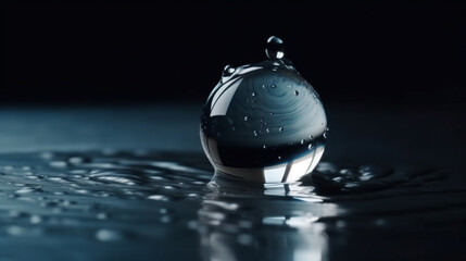 Water Drop on clear water surface, Idea for pure drinking. generative ai.