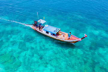 drone view at the beach of Koh Kradan island in Thailand