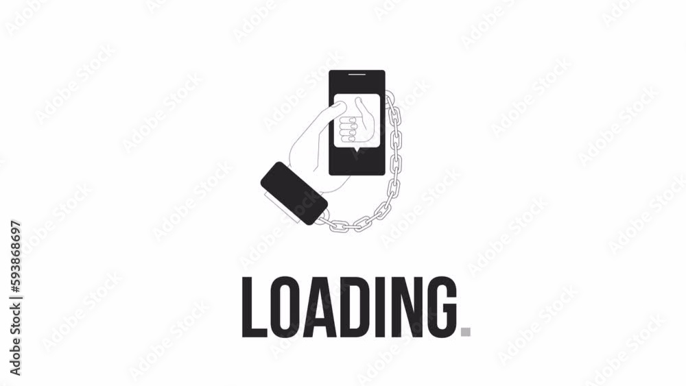 Aufkleber media dependence bw loader animation. flash message 4k video footage. mobile phone addiction. isolat