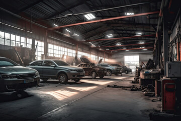 car maintenance service in the background of a car repair shop	