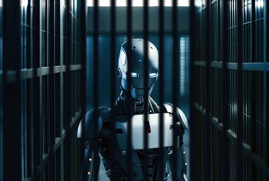 A picture of a robot in a prison would convey the misuse of AI technology. Generate by AI