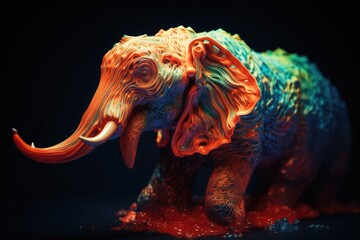 Colorful of the elephant sculpture. Generative AI.