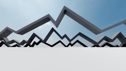 Futuristic panorama city background geometric pattern of design 3d render