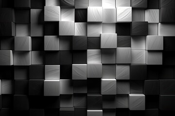 Abstract black and white cube background. Generative AI.