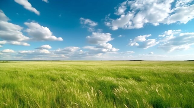 青空と広い草原のイメージ　generative ai