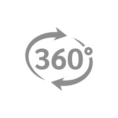 360 degrees view loop vector icon. Three hundred sixty circle arrow symbol.