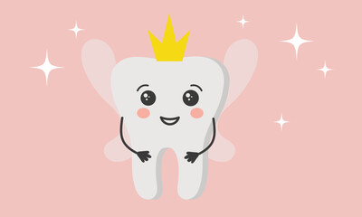 Tooth fairy vector cartoon illustration