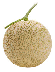 Yellow Crown Musk Melon on white background, Shizuoka Crown Melon or cantaloupe isolated on white background PNG File..