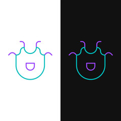 Line Kitchen apron icon isolated on white and black background. Chef uniform for cooking. Colorful outline concept. Vector