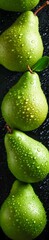 Fresh Pears fruits, seamless background, visible drops of water, Generative AI