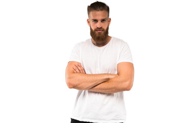 Fototapeta premium Handsome young guy posing in studio - isolated